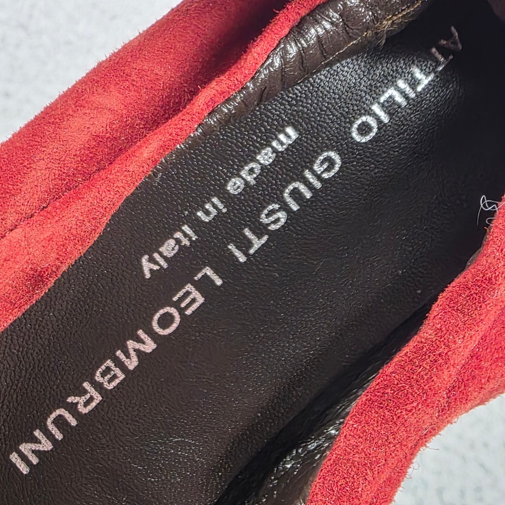 AGL Attilio Giusti Leombruni Ballet Flats Women 37 Red Suede Buckle Italy - Picture 3 of 11